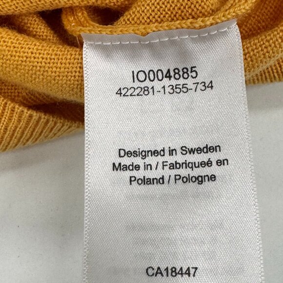 Men’s Mustard V-Neck Sweater with Suede Elbow Patches - Picture 7 of 11